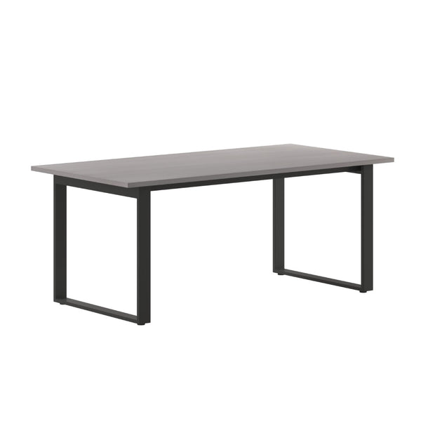 English Elm Redmond Commercial Conference Table - Durable Laminate Top, Heavy-Duty Steel Base for Meetings Gray Oak 36"W x 72"D x 30"H MT-M7236-LTGRY-UBF-GG