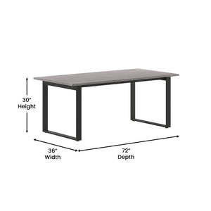 English Elm Redmond Commercial Conference Table - Durable Laminate Top, Heavy-Duty Steel Base for Meetings Gray Oak 36"W x 72"D x 30"H MT-M7236-LTGRY-UBF-GG