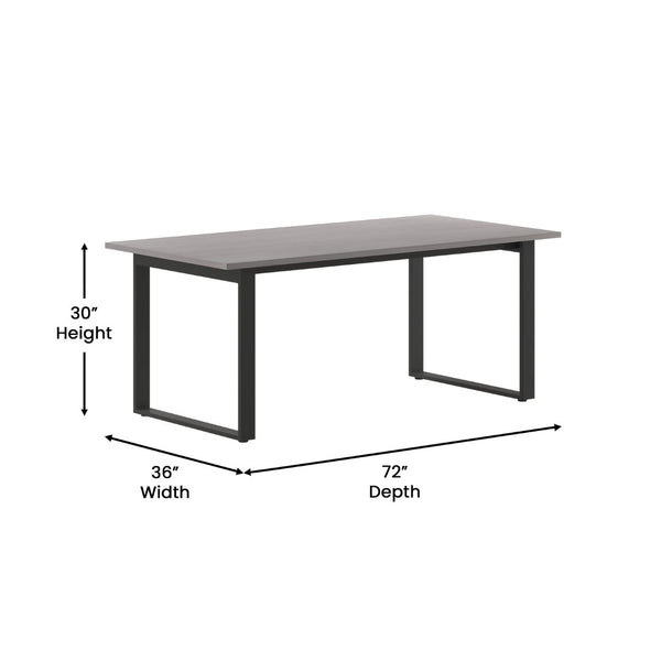 English Elm Redmond Commercial Conference Table - Durable Laminate Top, Heavy-Duty Steel Base for Meetings Gray Oak 36"W x 72"D x 30"H MT-M7236-LTGRY-UBF-GG