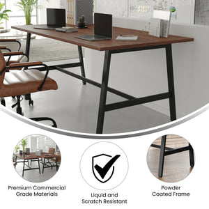 English Elm Redmond Commercial Conference Table with Durable Laminate Top, Heavy-Duty Steel Base for Boardrooms Walnut 36"W x 72"D x 30"H MT-M7236-WLT-ABF-GG