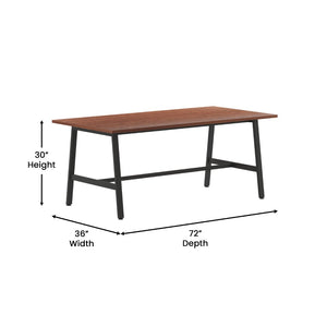 English Elm Redmond Commercial Conference Table with Durable Laminate Top, Heavy-Duty Steel Base for Boardrooms Walnut 36"W x 72"D x 30"H MT-M7236-WLT-ABF-GG