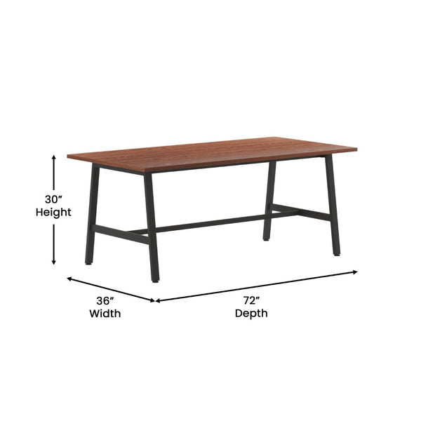 English Elm Redmond Commercial Conference Table with Durable Laminate Top, Heavy-Duty Steel Base for Boardrooms Walnut 36"W x 72"D x 30"H MT-M7236-WLT-ABF-GG