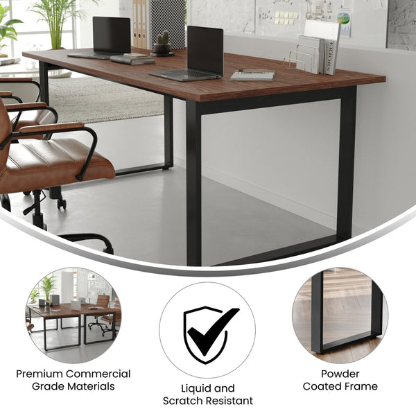 English Elm Redmond Commercial Conference Table - Durable Laminate Top, Heavy-Duty Steel Base for Meetings Walnut 36"W x 72"D x 30"H MT-M7236-WLT-UBF-GG