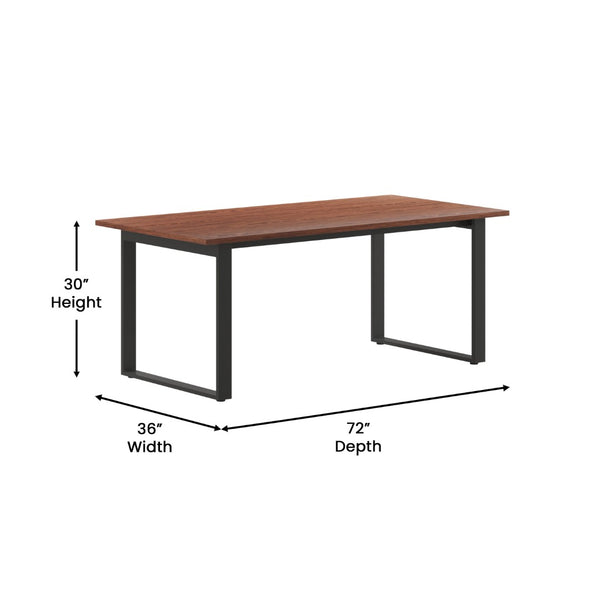 English Elm Redmond Commercial Conference Table - Durable Laminate Top, Heavy-Duty Steel Base for Meetings Walnut 36"W x 72"D x 30"H MT-M7236-WLT-UBF-GG