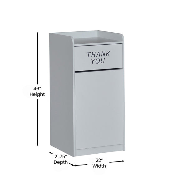 English Elm Sony Wood Tray Top Receptacle - Durable High-Capacity Solution for Cafeterias and Break Rooms Gray MT-M8520-TRA-GRY-GG