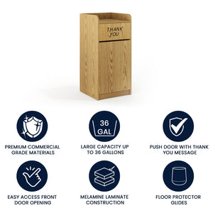 English Elm Sony Wood Tray Top Receptacle - Durable High-Capacity Solution for Cafeterias and Break Rooms Oak MT-M8520-TRA-OAK-GG