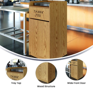 English Elm Sony Wood Tray Top Receptacle - Durable High-Capacity Solution for Cafeterias and Break Rooms Oak MT-M8520-TRA-OAK-GG
