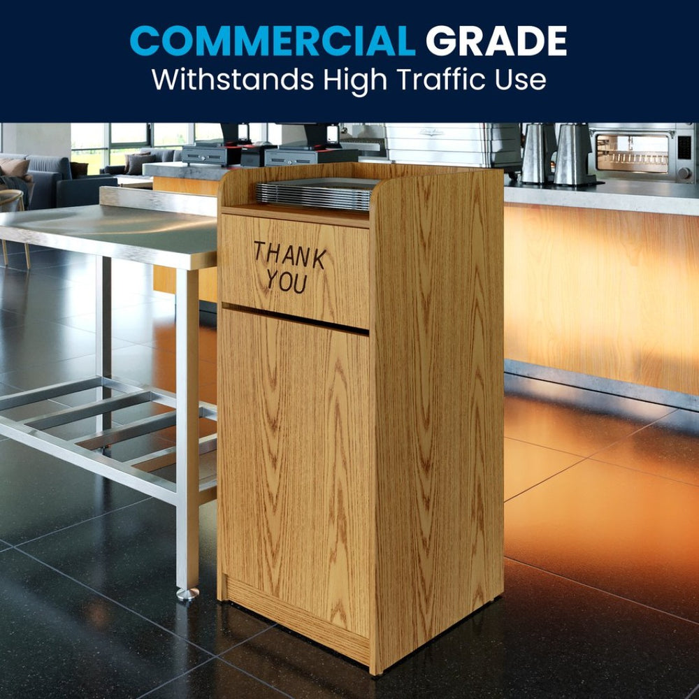 English Elm Sony Wood Tray Top Receptacle - Durable High-Capacity Solution for Cafeterias and Break Rooms Oak MT-M8520-TRA-OAK-GG