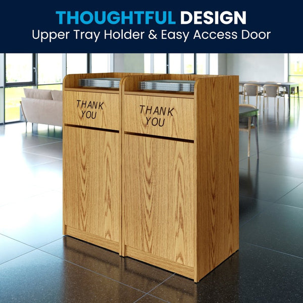 English Elm Sony Wood Tray Top Receptacle - Durable High-Capacity Solution for Cafeterias and Break Rooms Oak MT-M8520-TRA-OAK-GG