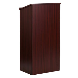English Elm Mysta Stand-Up Wood Lectern: Professional Design with Concealed Storage for Modern Presentations Mahogany MT-M8830-LECT-MAH-GG