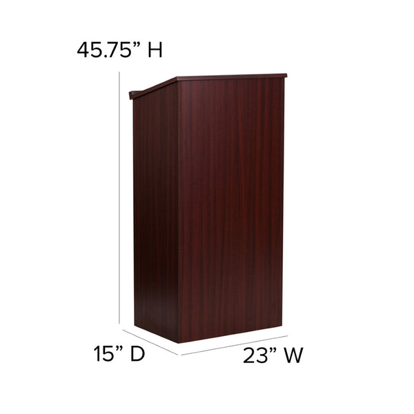 English Elm Mysta Stand-Up Wood Lectern: Professional Design with Concealed Storage for Modern Presentations Mahogany MT-M8830-LECT-MAH-GG
