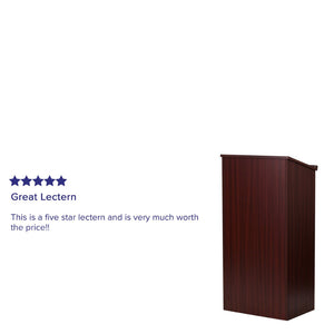 English Elm Mysta Stand-Up Wood Lectern: Professional Design with Concealed Storage for Modern Presentations Mahogany MT-M8830-LECT-MAH-GG