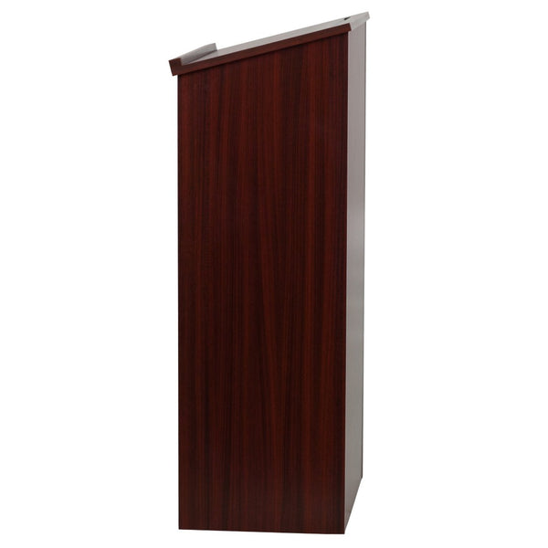 English Elm Mysta Stand-Up Wood Lectern: Professional Design with Concealed Storage for Modern Presentations Mahogany MT-M8830-LECT-MAH-GG