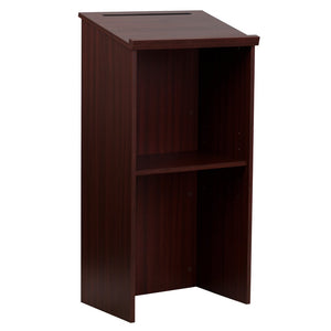 English Elm Mysta Stand-Up Wood Lectern: Professional Design with Concealed Storage for Modern Presentations Mahogany MT-M8830-LECT-MAH-GG