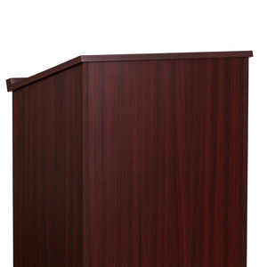 English Elm Mysta Stand-Up Wood Lectern: Professional Design with Concealed Storage for Modern Presentations Mahogany MT-M8830-LECT-MAH-GG