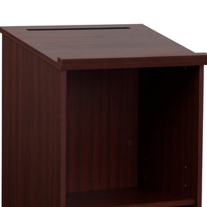English Elm Mysta Stand-Up Wood Lectern: Professional Design with Concealed Storage for Modern Presentations Mahogany MT-M8830-LECT-MAH-GG