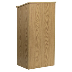 English Elm Mysta Stand-Up Wood Lectern: Professional Design with Concealed Storage for Modern Presentations Oak MT-M8830-LECT-OAK-GG