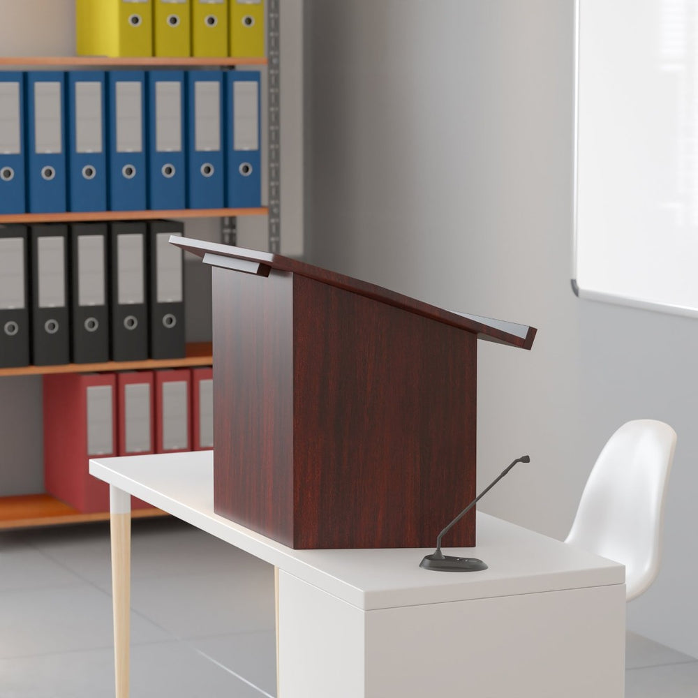 English Elm Mysta Portable Mahogany Tabletop Lectern - Lightweight, Durable, and Perfect for On-the-Go Presentations MT-M8833-LECT-GG