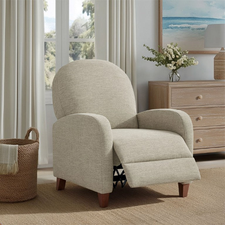JLA Home Raylin Push Back Recliner Polyester Upholstered Accent Chair with Tapered Wood Legs Beige Multi MT103-0196