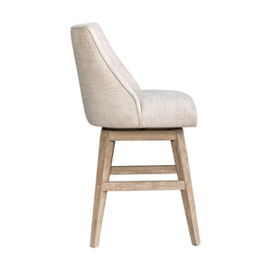 JLA Home Winfield Swivel Counter Stool Upholstered Farmhouse Seat with Distressed Wood Base Cream MT104-0185