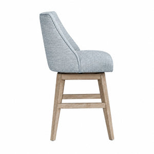 JLA Home Winfield Swivel Counter Stool Upholstered Farmhouse Seat with Distressed Wood Base Light Blue MT104-0203