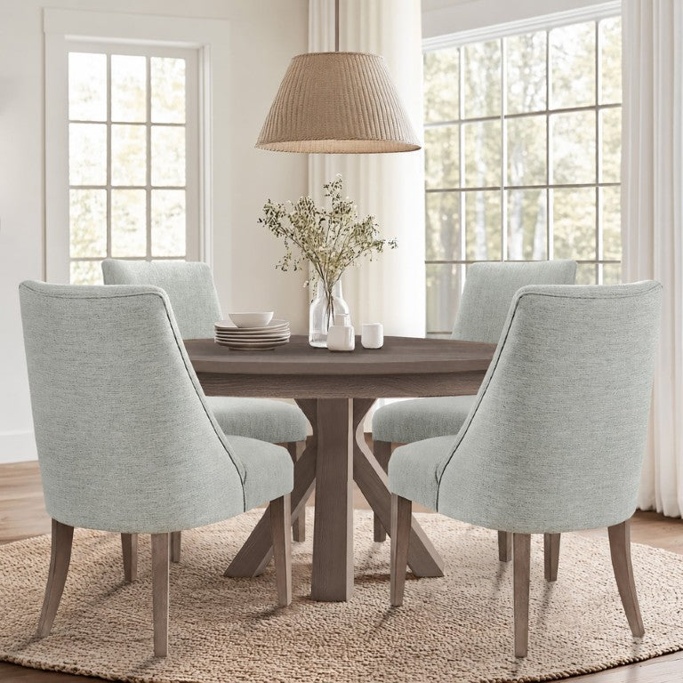 JLA Home Winfield Farmhouse Jacquard Upholstered Dining Chairs with Distressed Wood Legs Set of 2 MT108-0202