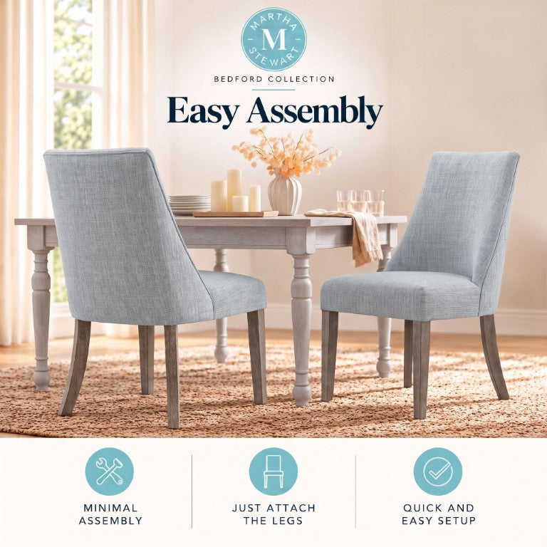 JLA Home Winfield Farmhouse Jacquard Upholstered Dining Chairs with Distressed Wood Legs Set of 2 MT108-0202