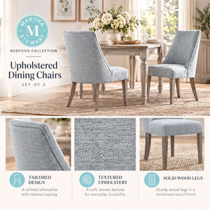 JLA Home Winfield Farmhouse Jacquard Upholstered Dining Chairs with Distressed Wood Legs Set of 2 MT108-0202