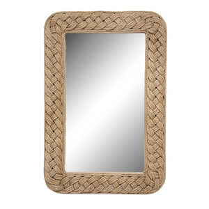 JLA Home 26X30 Handwoven Jute Rope Wall Mirror Artisan Braided Frame Coastal Organic Decor MT95F-0100