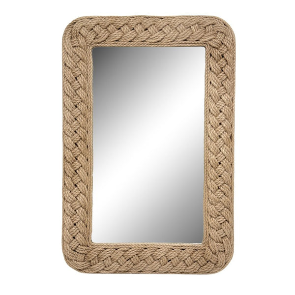 JLA Home 26X30 Handwoven Jute Rope Wall Mirror Artisan Braided Frame Coastal Organic Decor MT95F-0100