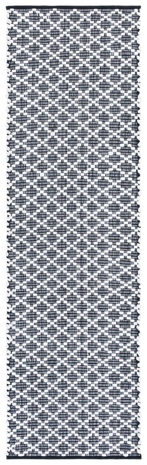 Safavieh Montauk 2'3" X 8'0" Handwoven Black And Ivory Runner Rug - Stylish, Durable, And Washable Home Décor Black ,Ivory 80% Paper Chindi,20% Cotton Mtk175z-28