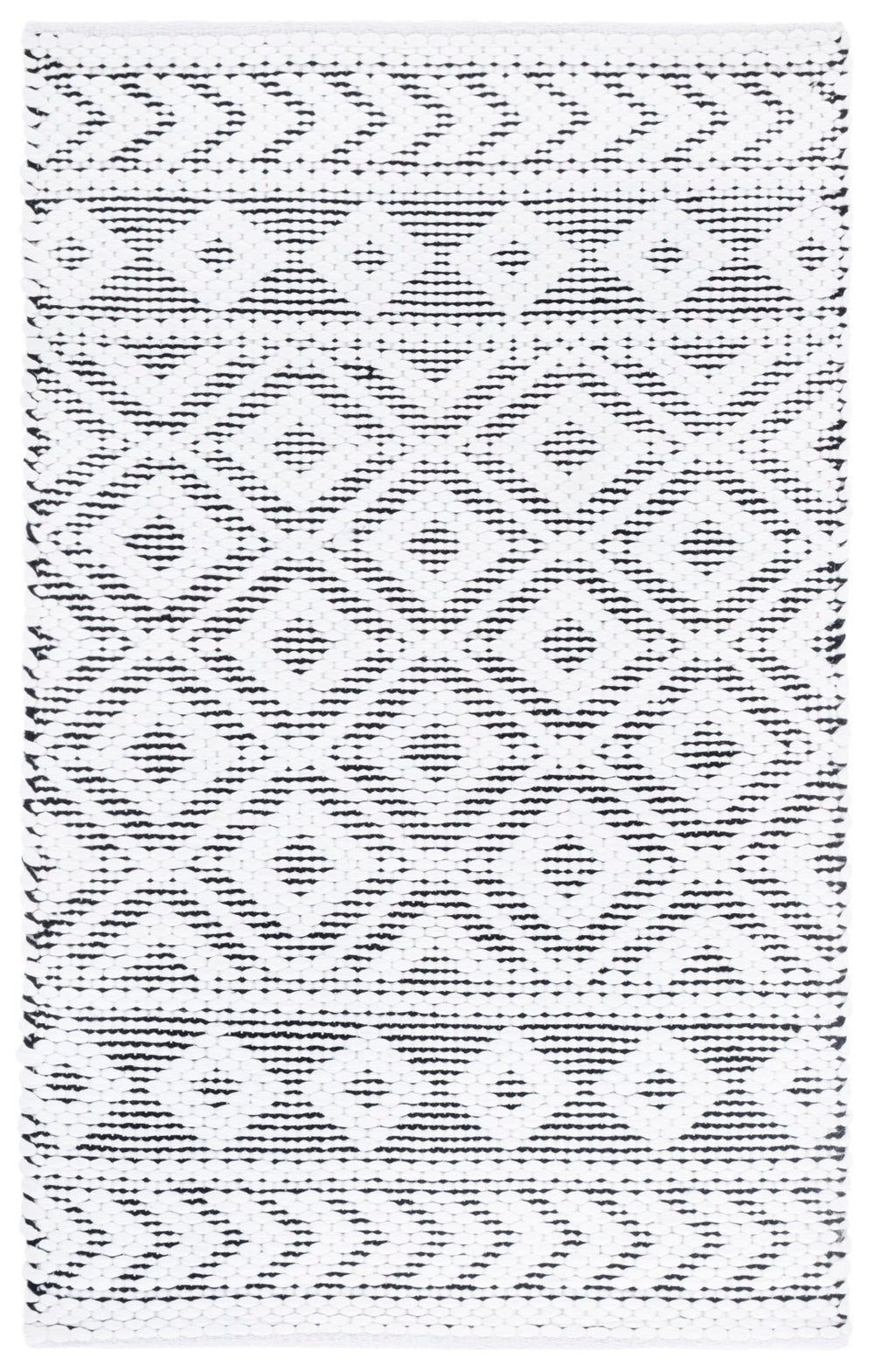 Safavieh Montauk Handwoven Area Rug - Chic Modern Design For Effortless Elegance And Easy Maintenance Ivory ,Black 80% Paper Chindi,20% Cotton Mtk178z-5