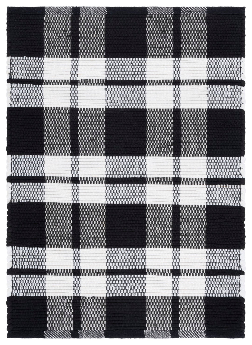 Safavieh Montauk Elegant Handwoven Area Rug - Chic Design, Durable, Easy Clean, Perfect For Any Space Black ,Ivory 80% Paper Chindi,20% Cotton Mtk182z-8
