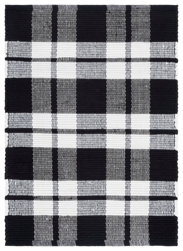 Safavieh Montauk Elegant Handwoven Area Rug - Chic Design, Durable, Easy Clean, Perfect For Any Space Black ,Ivory 80% Paper Chindi,20% Cotton Mtk182z-8
