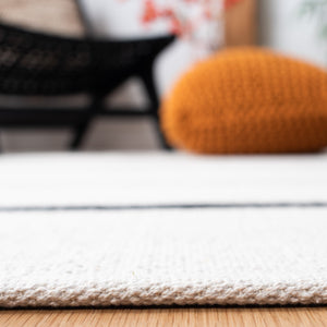 Safavieh Montauk Handcrafted Square Area Rug In Ivory & Black - Stylish Accent For Modern Spaces Ivory ,Black Cotton Mtk311a-2sq