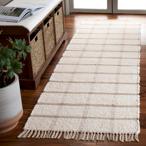 Safavieh Montauk Handwoven Recycled Cotton Rug 9X12 Ivory Beige Low-Profile Sustainable Modern Texture MTK322B-9