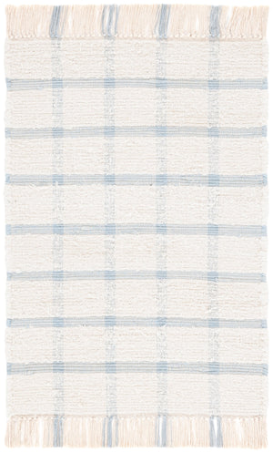 Safavieh Montauk Handwoven Area Rug - Sustainable Indian Craftsmanship For Timeless Elegance And Comfort Ivory ,Blue Recycled Cotton Mtk322m-28