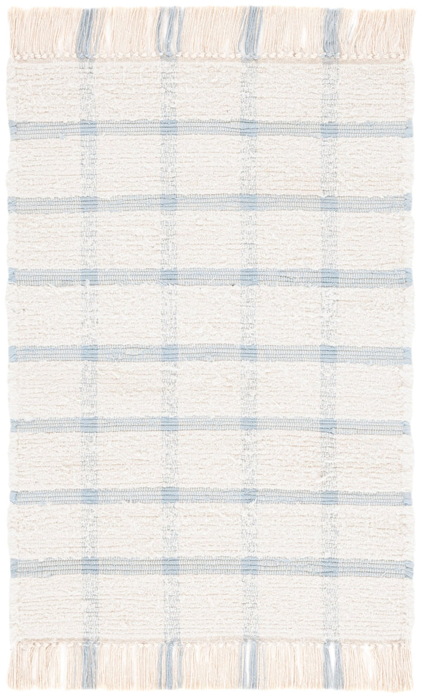 Safavieh Montauk Handwoven Area Rug - Sustainable Indian Craftsmanship For Timeless Elegance And Comfort Ivory ,Blue Recycled Cotton Mtk322m-28