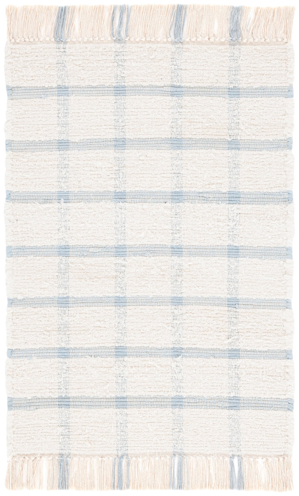 Safavieh Montauk Handwoven Recycled Cotton Rug In Ivory And Blue — Minimalist, Sustainable, Low-Profile Elegance 9'-0" x 12'-0" MTK322M-9