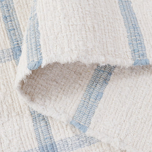 Safavieh Montauk Handwoven Recycled Cotton Runner In Ivory & Blue — Low Pile, Eco-Friendly Hallway Rug 2'-3" x 9'-0" MTK322M-29