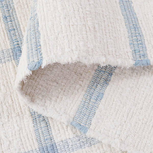 Safavieh Montauk Handwoven Recycled Cotton Runner In Ivory & Blue — Low Pile, Eco-Friendly Hallway Rug 2'-3" x 9'-0" MTK322M-29