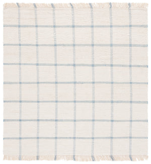 Safavieh Montauk Handwoven Recycled Cotton Runner In Ivory & Blue — Low Pile, Eco-Friendly Hallway Rug 2'-3" x 9'-0" MTK322M-29