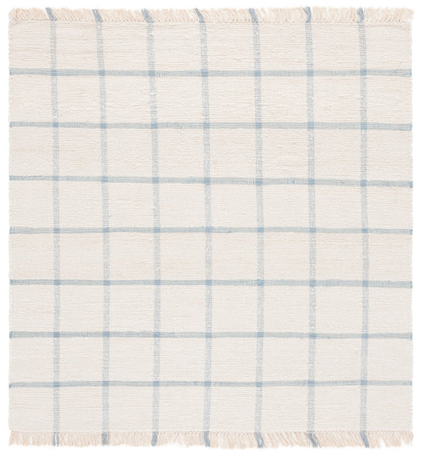 Safavieh Montauk Handwoven Recycled Cotton Runner In Ivory & Blue — Low Pile, Eco-Friendly Hallway Rug 2'-3" x 9'-0" MTK322M-29