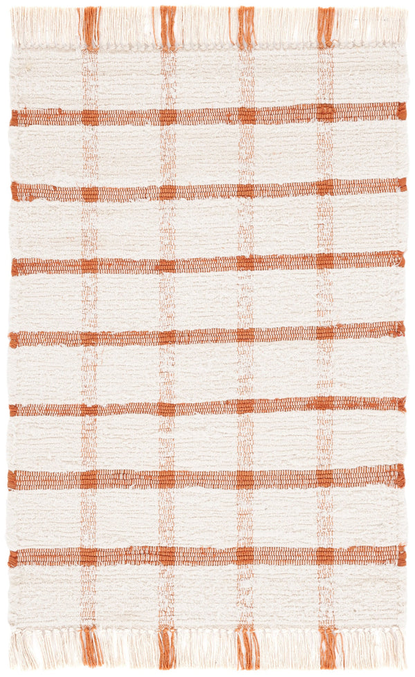 Safavieh Montauk Handwoven Area Rug - Sustainable Indian Craftsmanship For Timeless Elegance And Comfort Ivory ,Rust Recycled Cotton Mtk322p-6sq