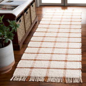 Safavieh Montauk Handwoven Area Rug - Sustainable Indian Craftsmanship For Timeless Elegance And Comfort Ivory ,Rust Recycled Cotton Mtk322p-6sq