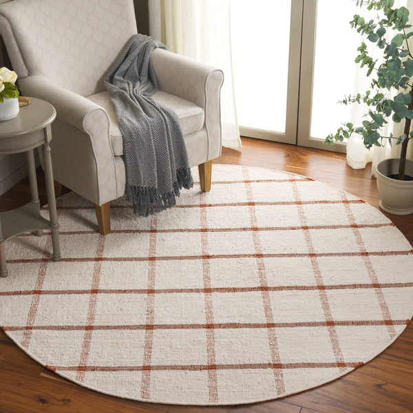 Safavieh Montauk Handwoven Area Rug - Sustainable Indian Craftsmanship For Timeless Elegance And Comfort Ivory ,Rust Recycled Cotton Mtk322p-6sq