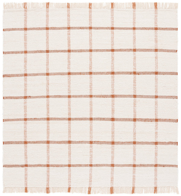 Safavieh Montauk Handwoven Area Rug - Sustainable Indian Craftsmanship For Timeless Elegance And Comfort Ivory ,Rust Recycled Cotton Mtk322p-6sq