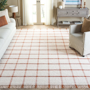 Safavieh Montauk Handwoven Area Rug - Sustainable Indian Craftsmanship For Timeless Elegance And Comfort Ivory ,Rust Recycled Cotton Mtk322p-6sq