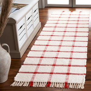 Safavieh Montauk Handwoven 9X12 Ivory & Red Recycled Cotton Rug — Sustainable Low-Profile Scandinavian Elegance MTK322Q-9