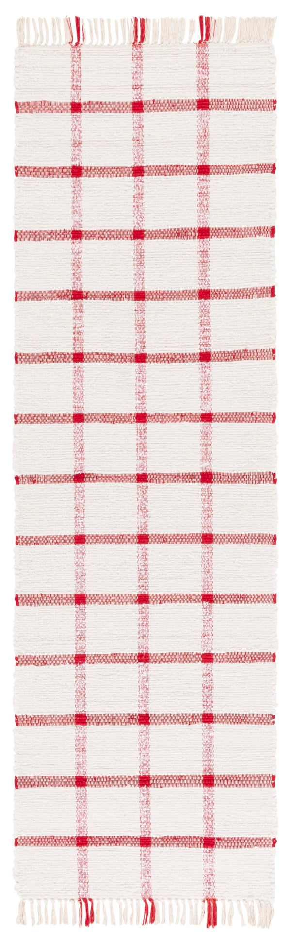 Safavieh Montauk Handwoven Area Rug - Sustainable Indian Craftsmanship For Timeless Elegance And Comfort Ivory ,Red Recycled Cotton Mtk322q-8